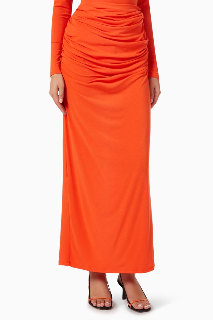 

05 Draped Skirt in Rayon Knit, Orange
