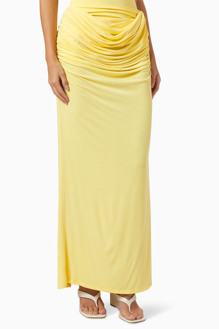 

05 Draped Skirt in Rayon Knit, Yellow
