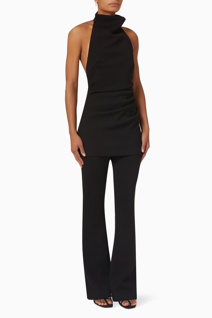 

Razi Jumpsuit in Bonded Crepe, Black