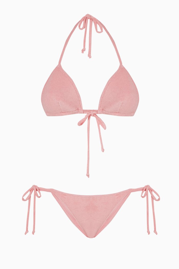 

Padded Triangle Bikini Set in Terry Cloth, Pink