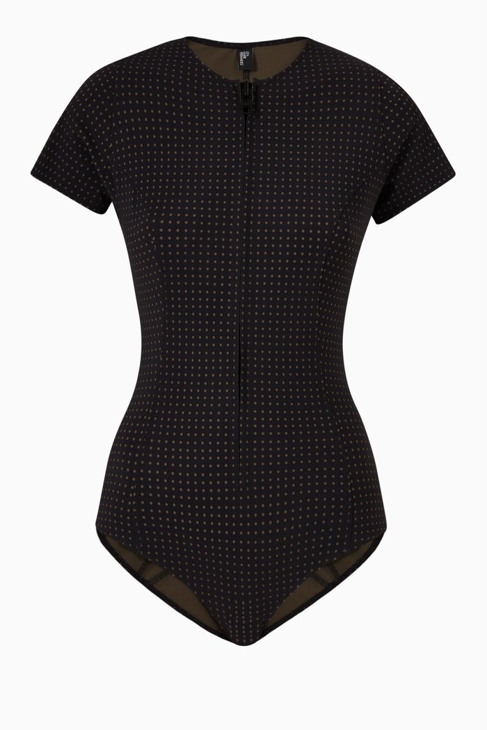 

Farrah Swimsuit in Swiss Dot Bonded Fabric, Black