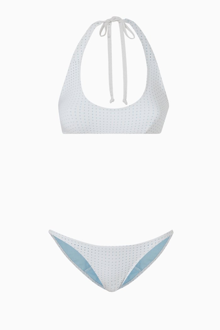 

Amber Bikini Set in Perforated Stretch Nylon, White