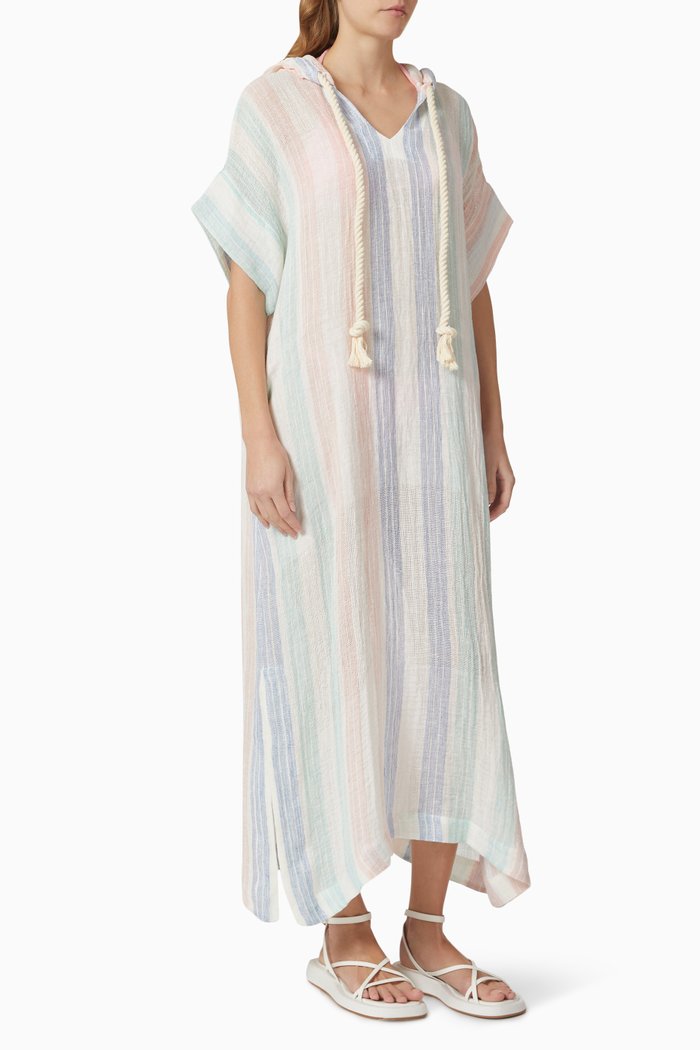 

Hooded Kaftan in Linen, Multicolour