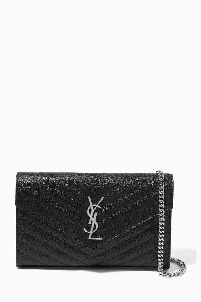 

Cassandre Chain Wallet in Matelassé Leather, Black