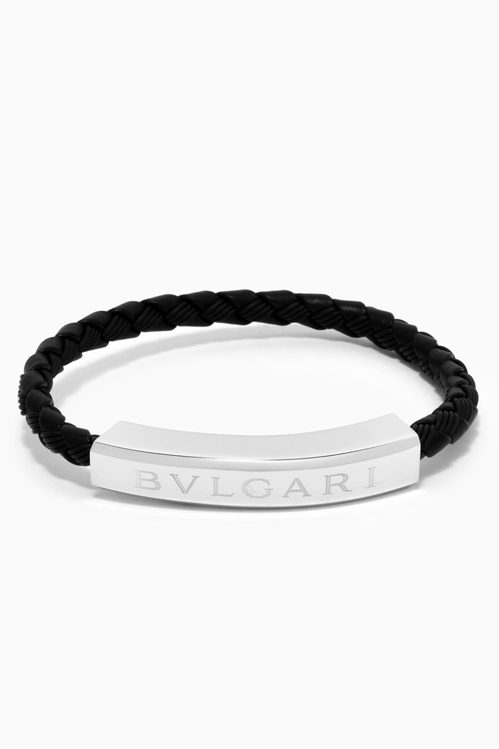 BVLGARI BVLGARI Bracelet in Leather & Rubber, Black
