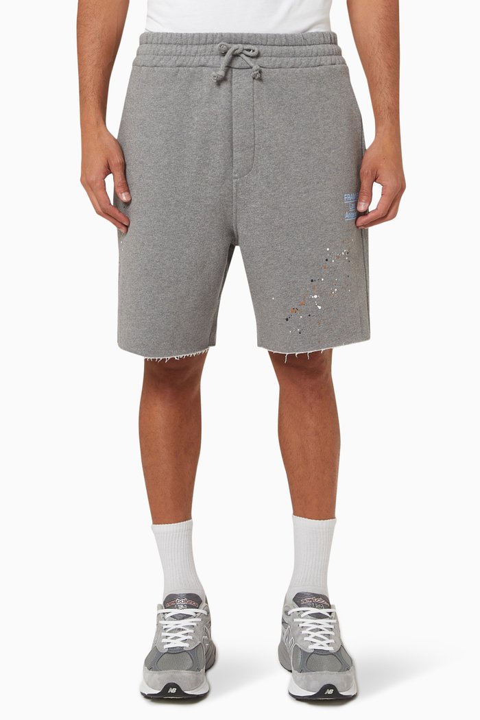 Logo Splash Paint Sweatshorts in Fleece, Grey