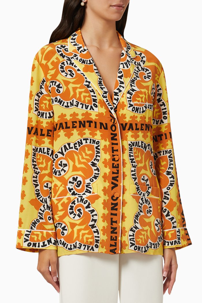 Mini Bandana Print Shirt in Crepe de Chine, Multicolour