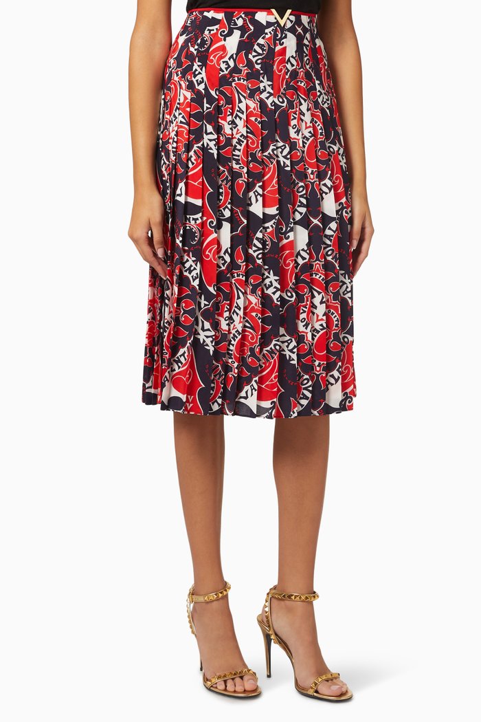 

Archive Manifesto Bandana Print Midi Skirt in Crêpe de Chine, Blue