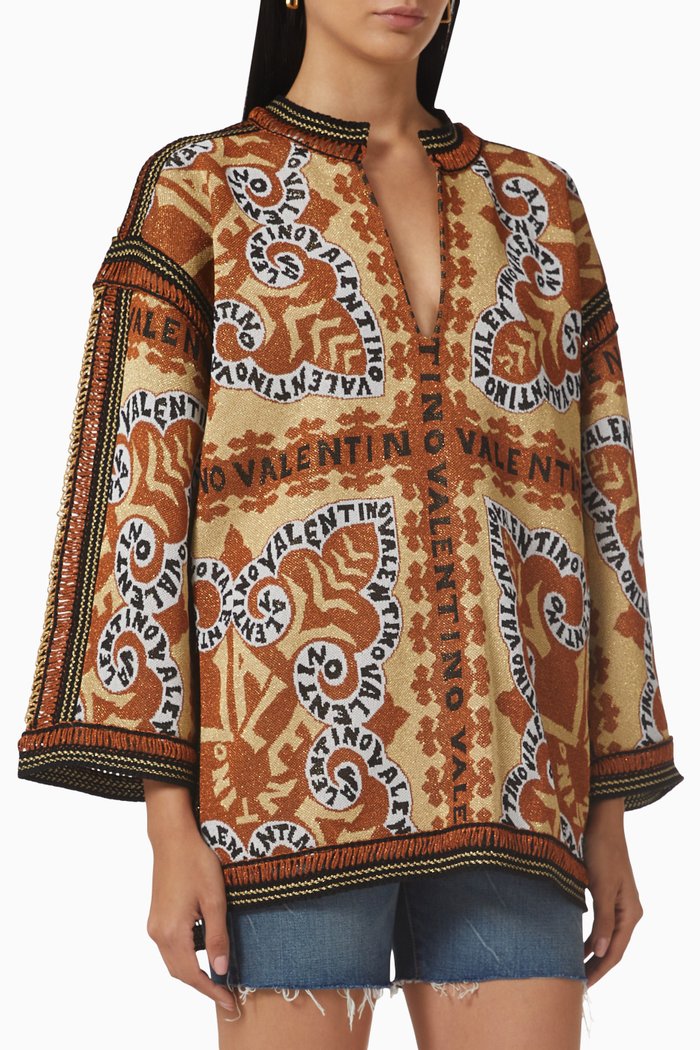 

Mini Bandana Motif Top in Lurex Jacquard, Multicolour