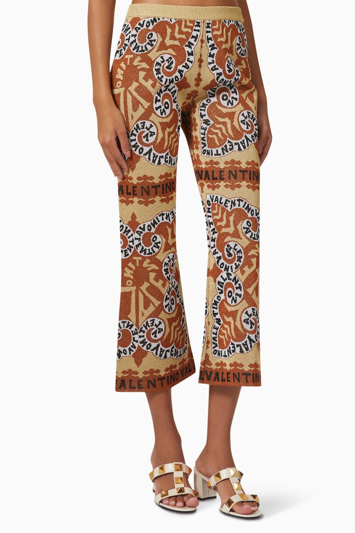 

Mini Bandana Motif Crop Pants in Lurex Jacquard, Multicolour