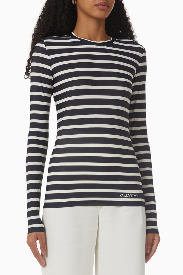 

Striped T-shirt in Cotton Jersey, Blue