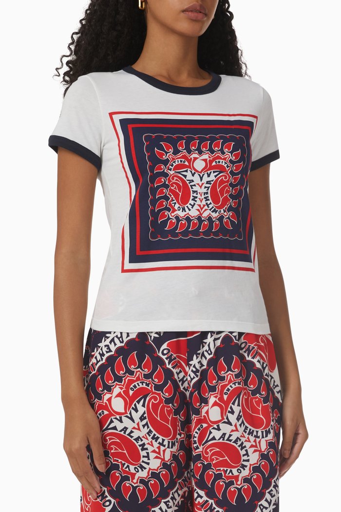 

Archive Manifesto Bandana Print T-shirt in Cotton Jersey, Red