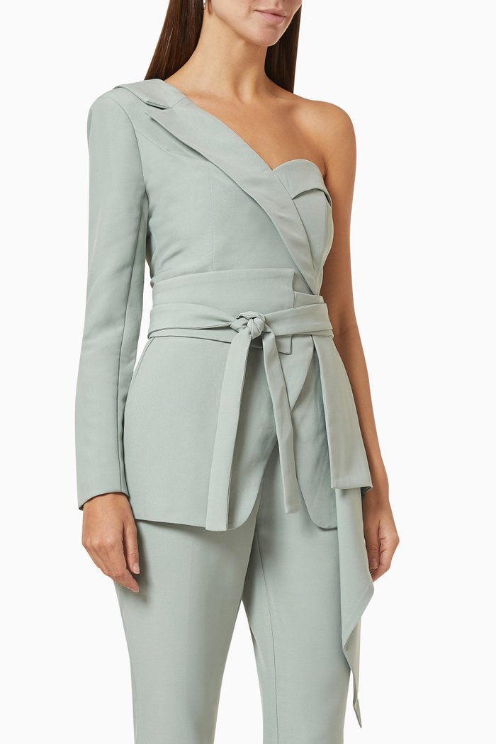 

One Shoulder Tux Jacket, Green