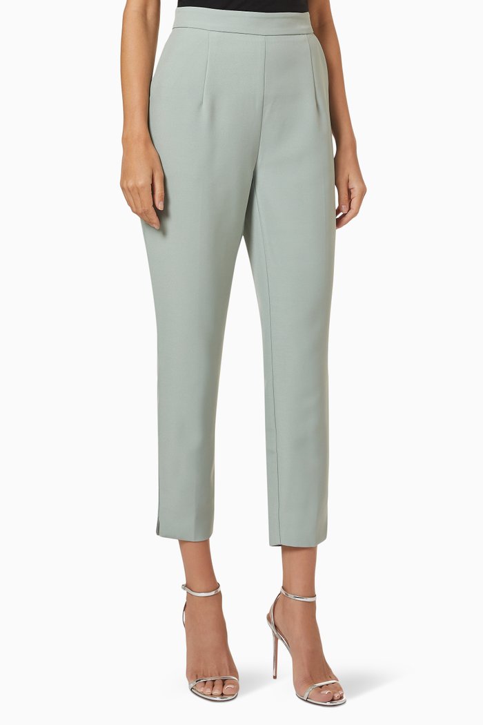 

High Waist Tapered Trousers, Green