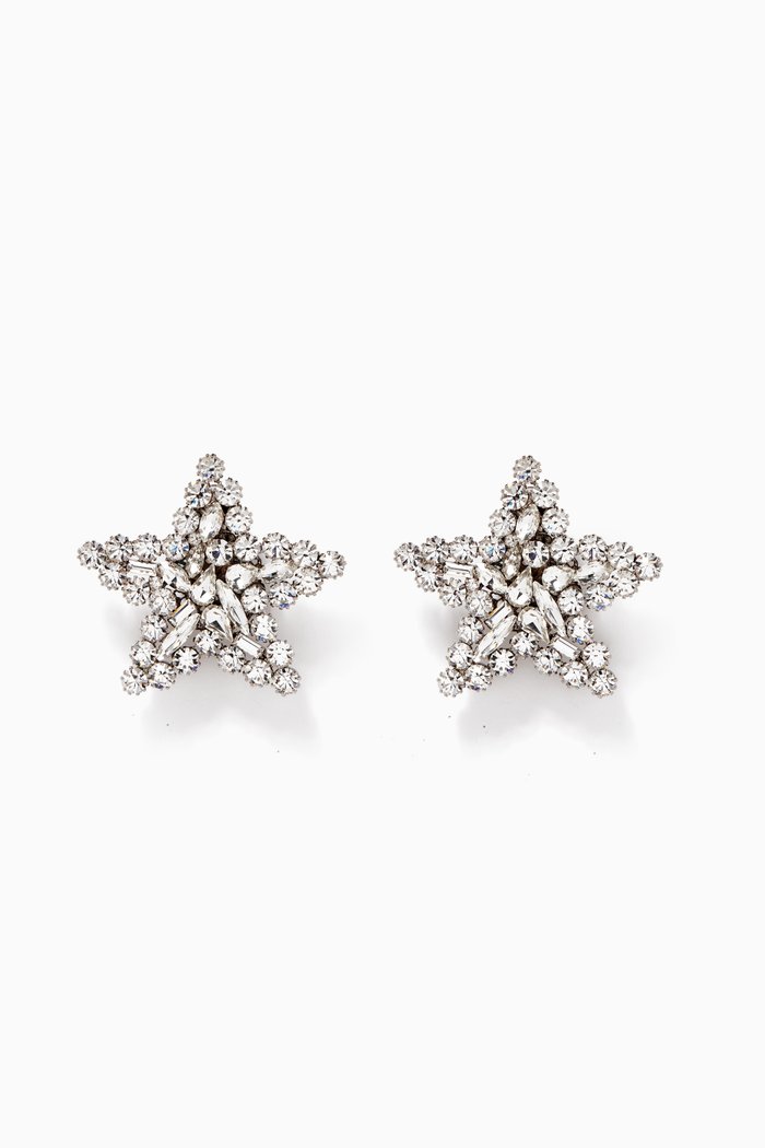 

Star Crystal Earrings in Brass, Silver