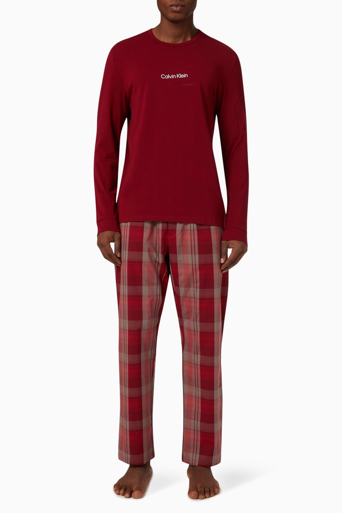 

Modern Structure Pyjama Set in Stretch-jersey, Red