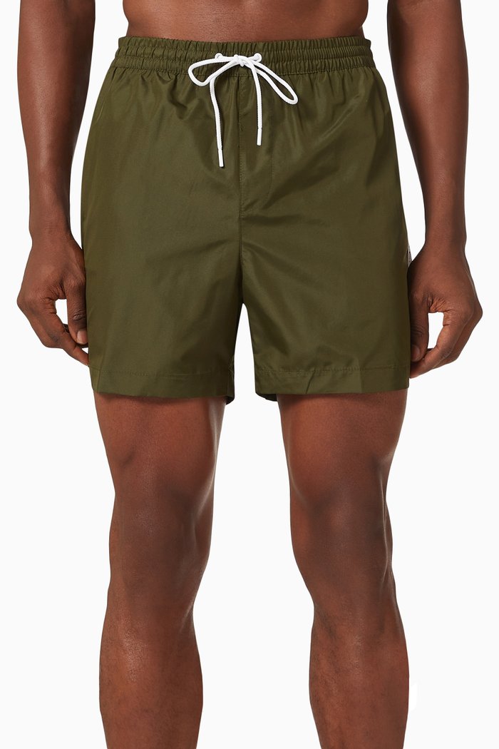 

Logo Tape Swim Shorts in Recycled Fabric, Green