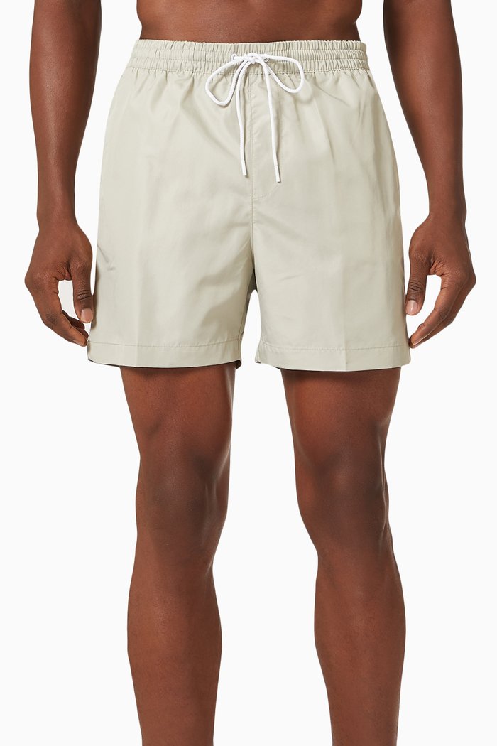 

Logo Tape Swim Shorts in Recycled Fabric, Grey