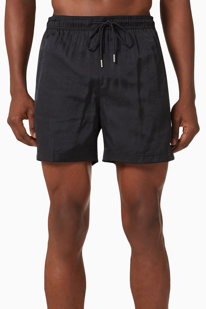 

Tonal Logo Swim Shorts in Recycled Fabric, Black
