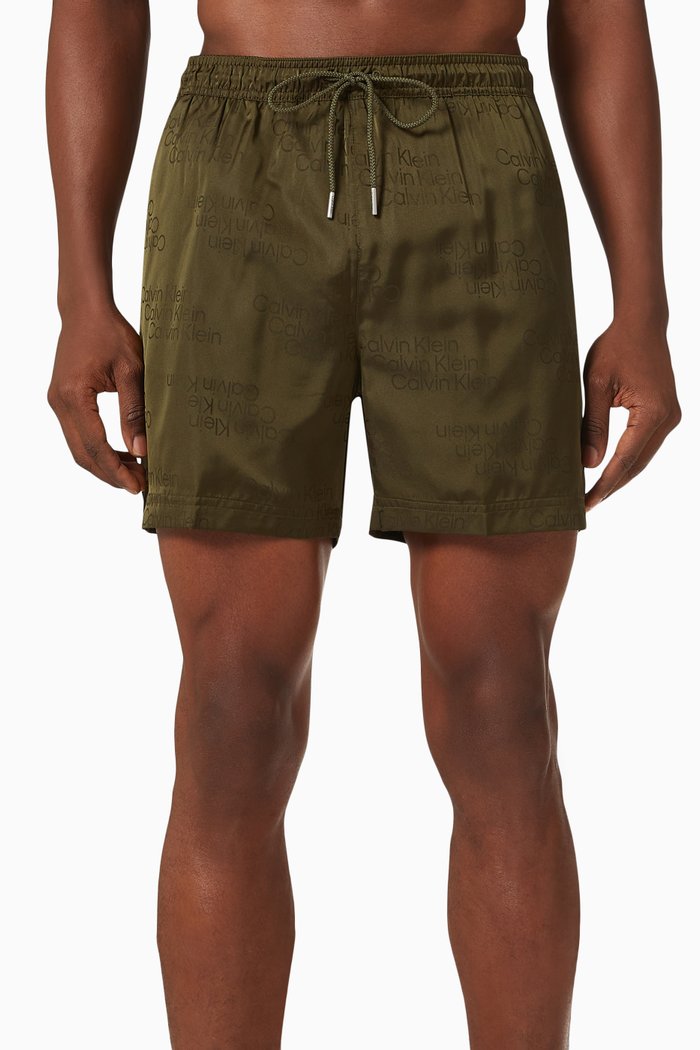 

Tonal Logo Swim Shorts in Recycled Fabric, Green