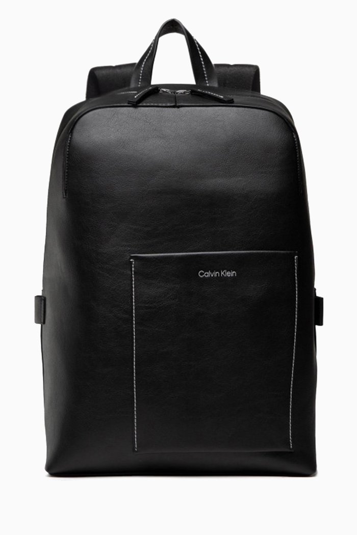 

CK Backpack in Faux Leather, Black