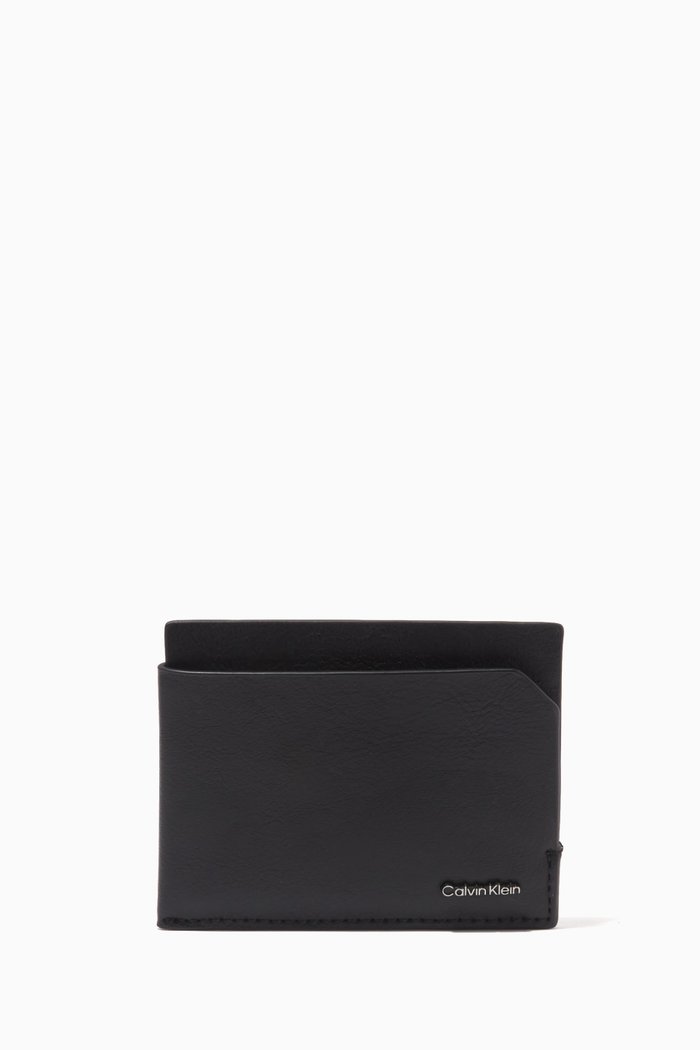 Logo Cardholder Wallet in Vegan Leather, Black