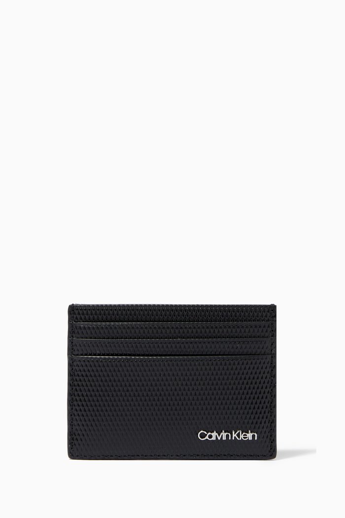 

Minimalism Rhombus Card Holder in Embossed Leather, Black