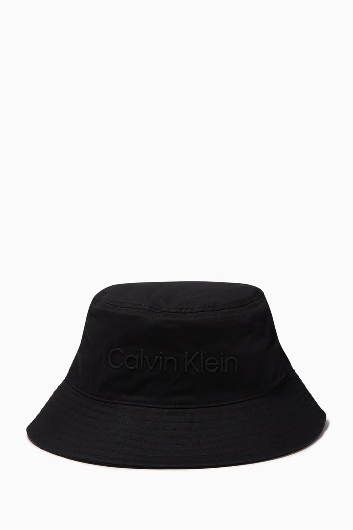 Logo Bucket Hat in Organic Cotton, Black