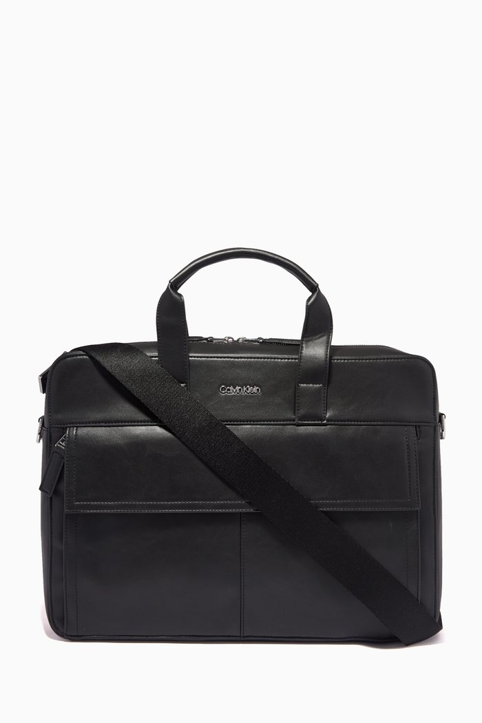 

Utility Laptop Bag in Recycled Faux Leather, Black