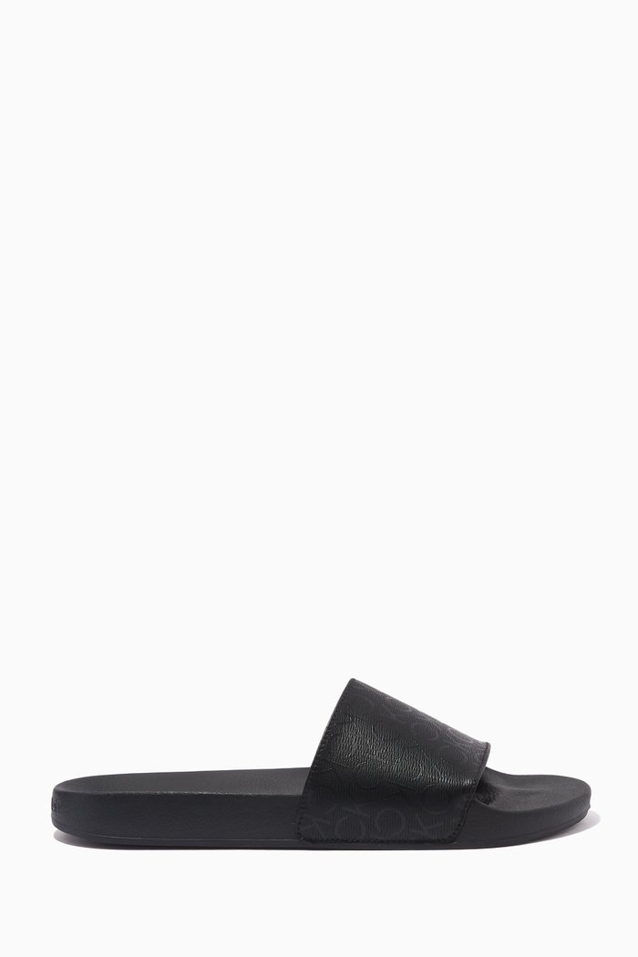 

Monogram Pool Slide Sandals in Recycled Rubber, Black