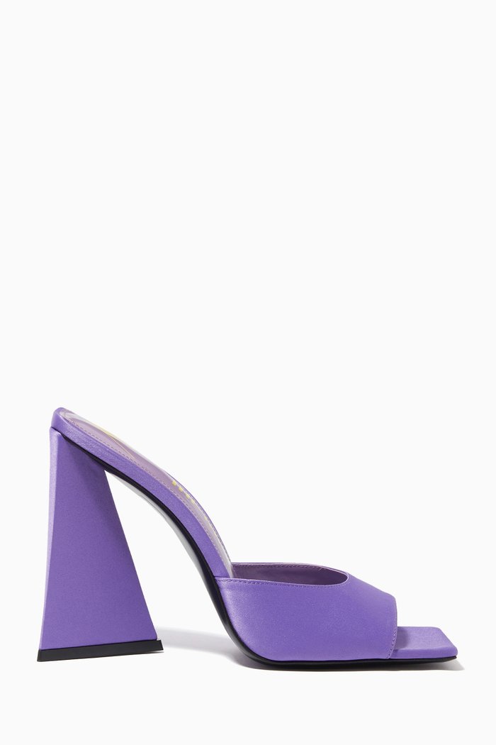 

Devon Slip-on Mule Heels in Satin, Purple