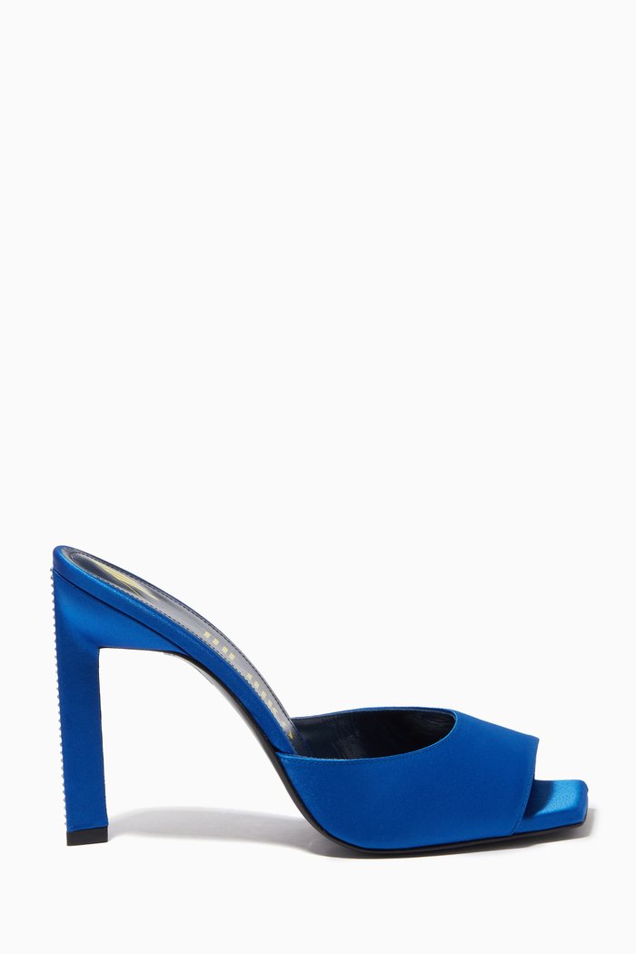 

Kaia 100 Mule Heels in Satin, Blue