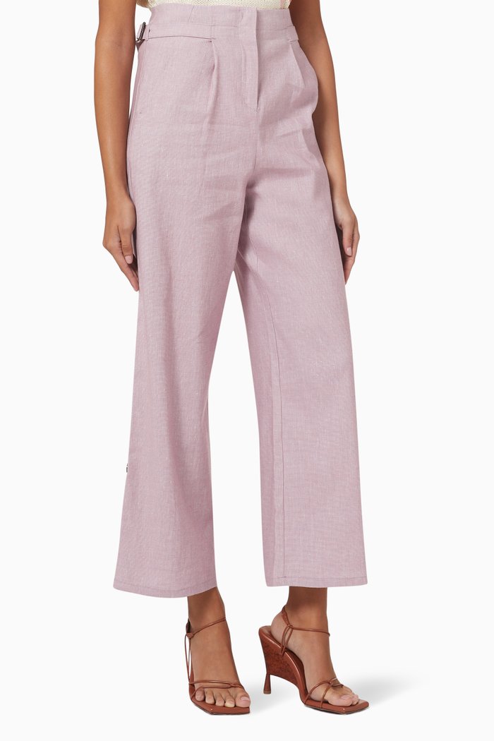 

Denim-effect Wide-Leg Pants, Purple