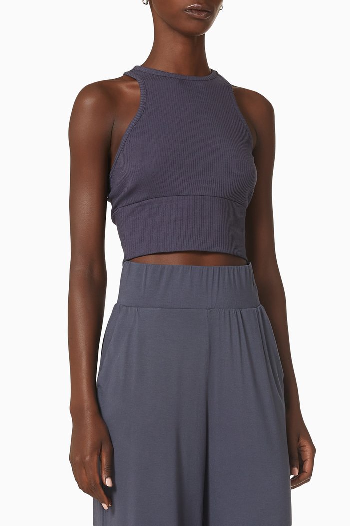

Elemental Lounge Tank Top in Cotton Rib-knit, Grey