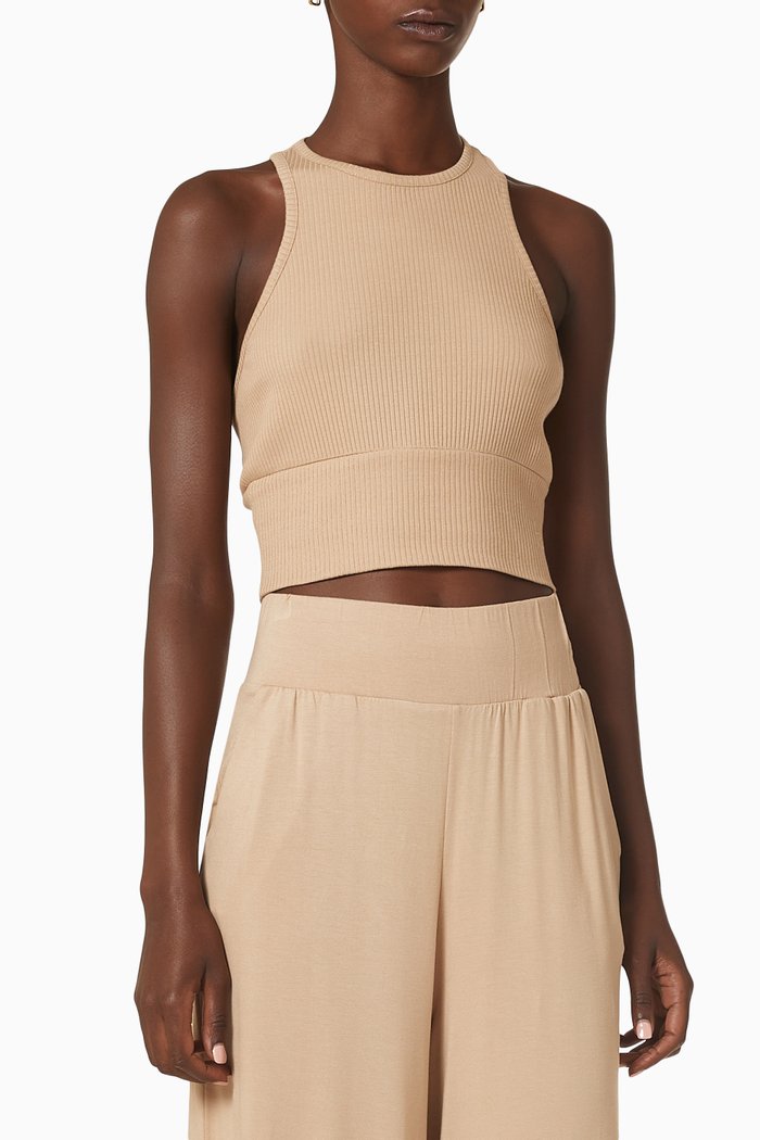 

Elemental Lounge Tank Top in Cotton Rib-knit, Neutral