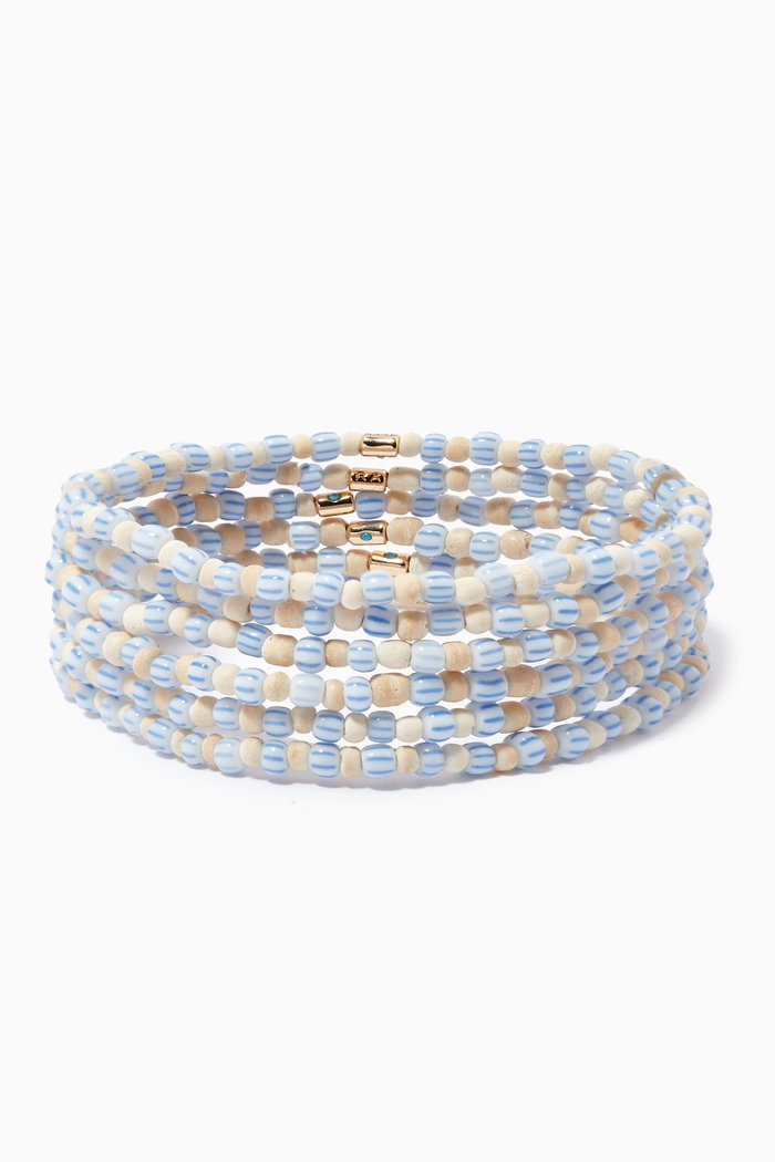 

Fresh Linens Bracelet in Stretch Beads, Set of 6, Multicolour