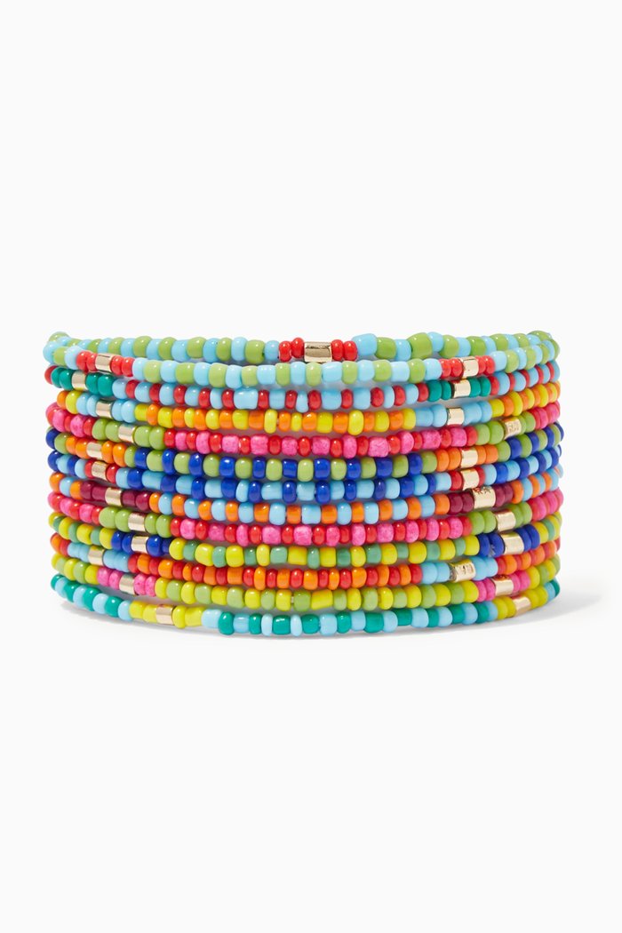 

The Brighter the Better Bracelet in Stretch Patchwork Seed, Set of 12, Multicolour