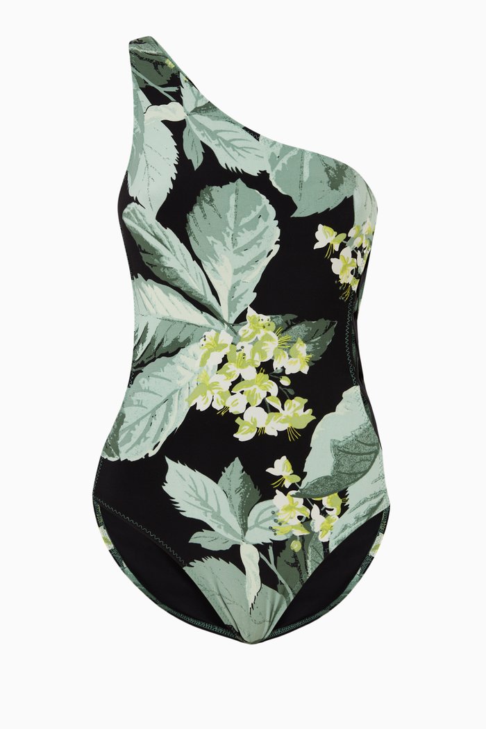

One-shoulder X Mio One-piece Swimsuit in Poly Lycra, Green