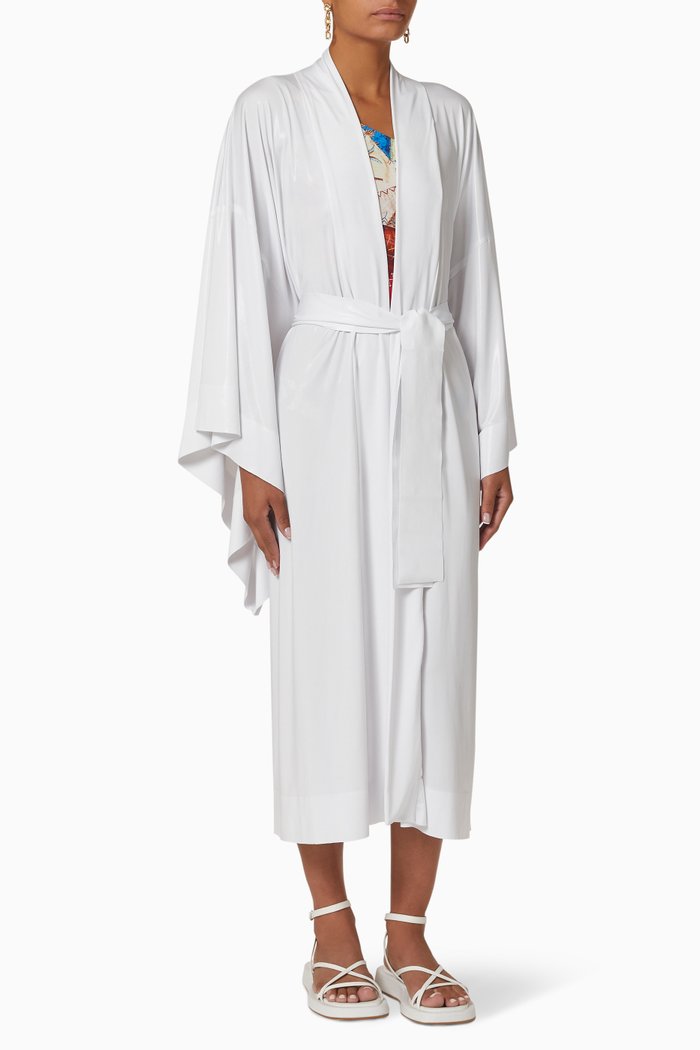 

Midcalf Robe in Lamé, White