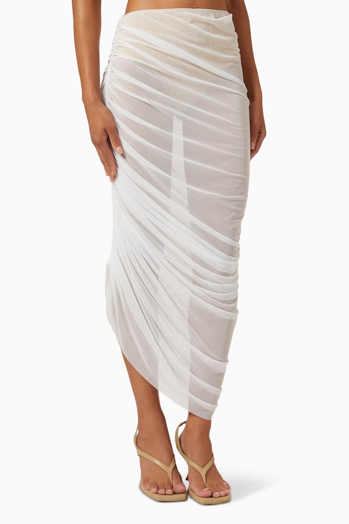 Diana Long Skirt in Mesh, White