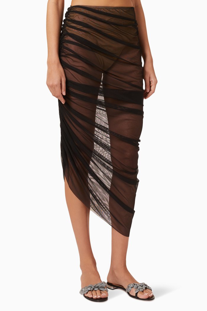 

Diana Skirt in Shirred Mesh, Black