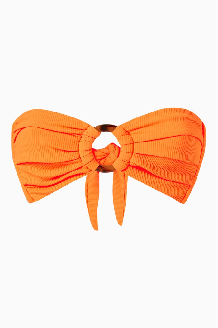 

Tori Bandeau Bikini Top in Micro Rib, Orange