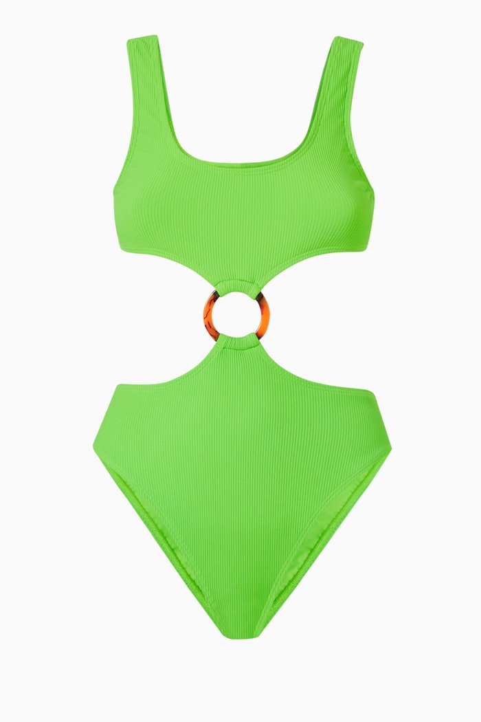 Ky Swimsuit in Micro Rib, Green