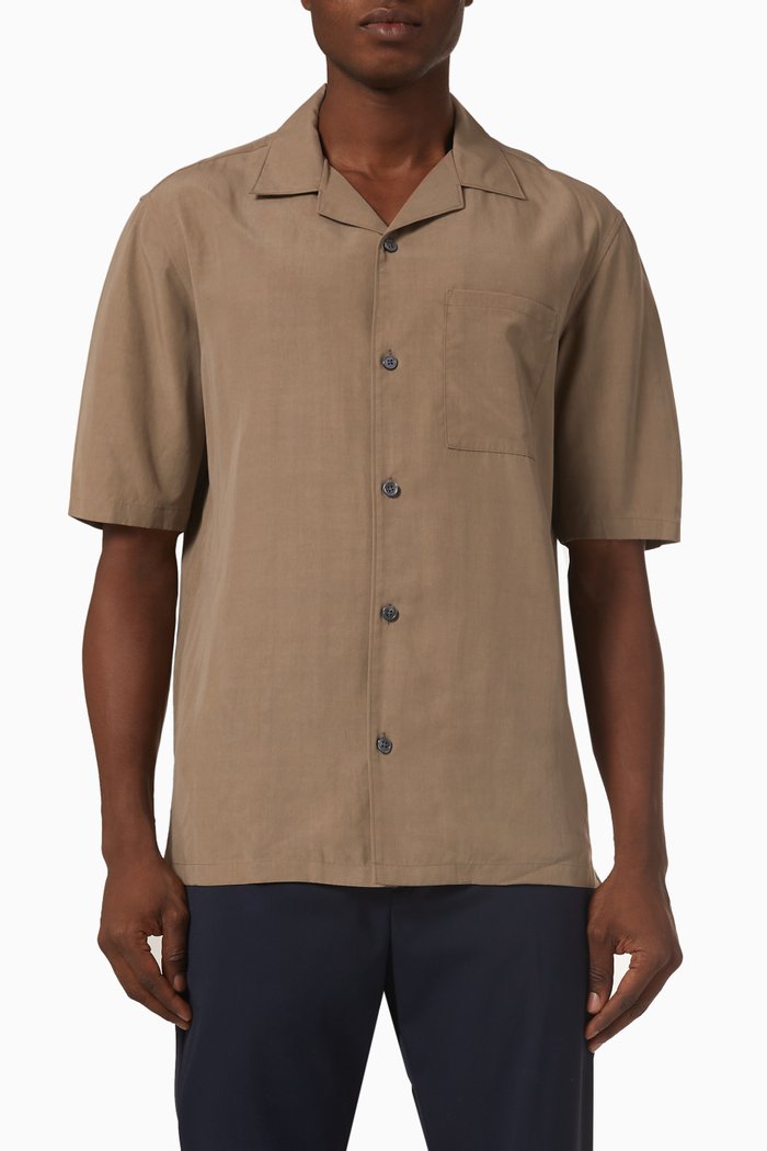 Noll Flow Shirt in Tencel, Brown