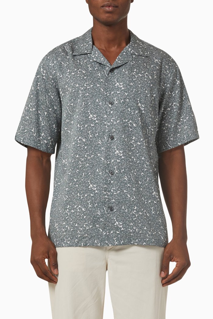 

Noll Geo Floral Shirt in Tencel, Green