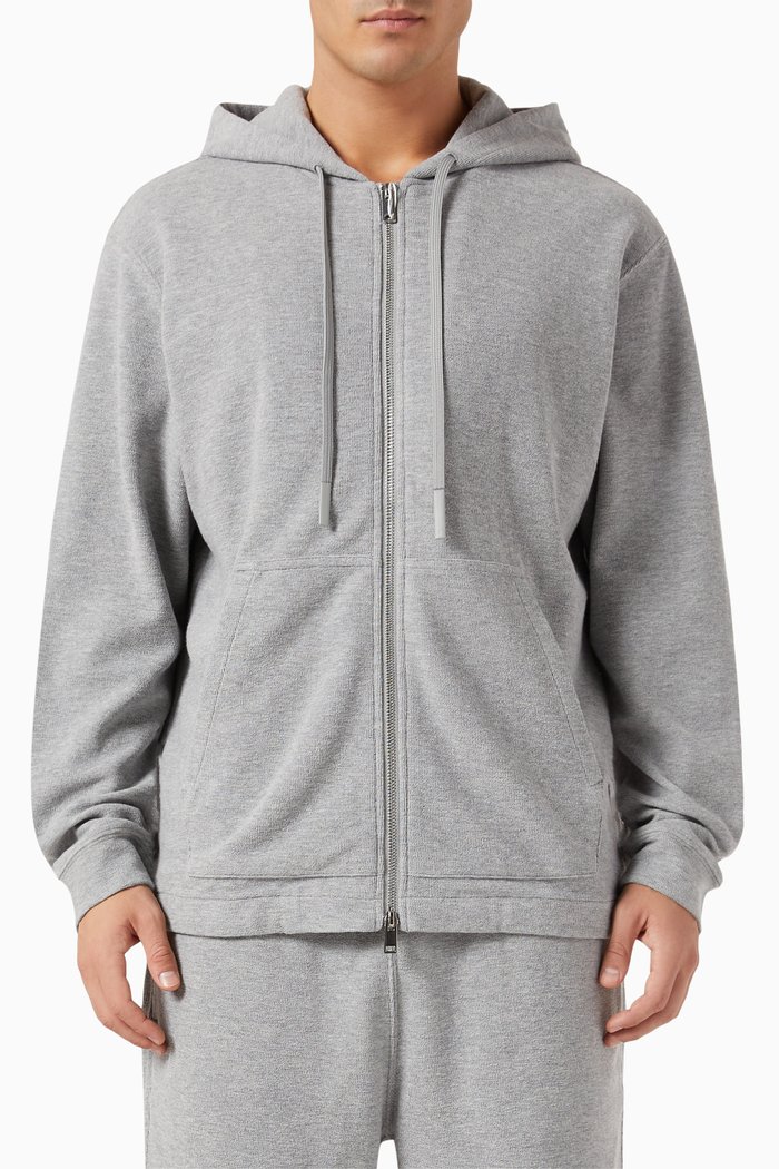

Allons Zip-up Hoodie in Cotton Terry, Grey