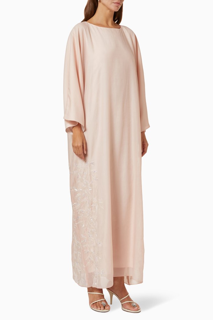 

Embellished Maxi Kaftan in Organza, Pink