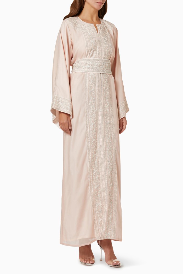 

Belted Maxi Kaftan in Organza, Pink