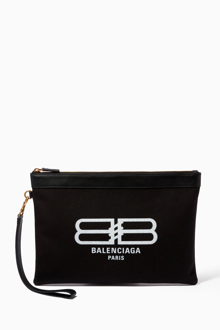 

Jumbo Flat Pouch with Handle in Canvas, Black