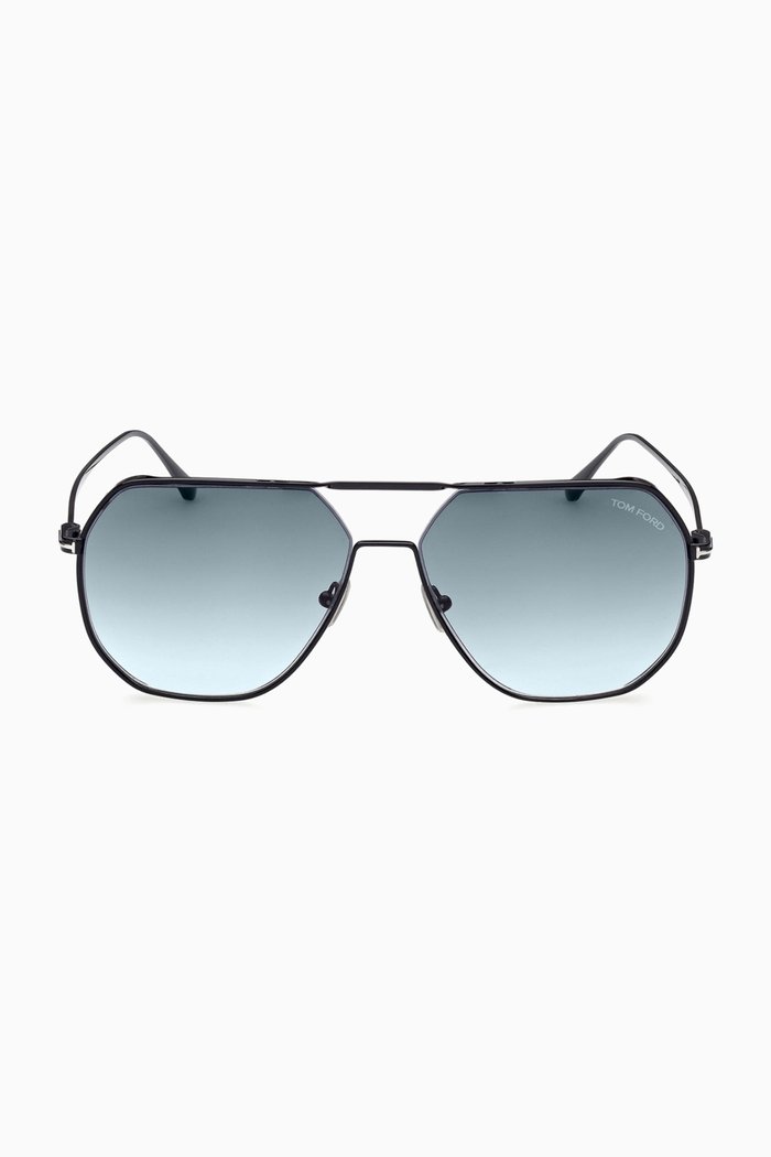 

Oversized Aviator Sunglasses in Metal, Black